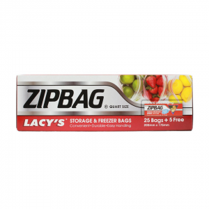 Lazy's Zip Lock Bag Quart Size - 25+5 free (200mm x 175mm)