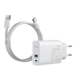 Baseus Speed PPS Quick Charger C+A 30W EU VOOC Edition (With 1m 5A U-C Flash Cable) White
