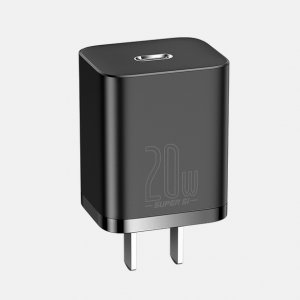 Baseus Super Si Quick Charger 1C 20W CN Sets Black (With Baseus Simple Wisdom Data Cable Type-C to iP 1m Black）