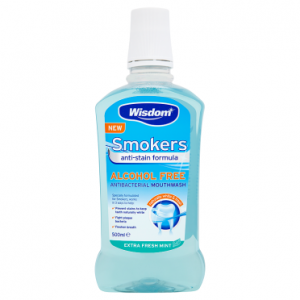 Wisdom Smokers Alcohol Free Antibacterial Mouthwash Extra Fresh Mint 500ml
