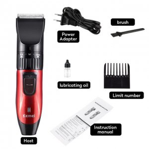 KM-730 Kemei Rechargeable Hair Clipper Trimmer For Men - Black & Red