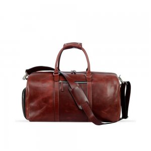 "Antique Maroon Oil Pull Up Leather Duffle Bag SB-TB303 "